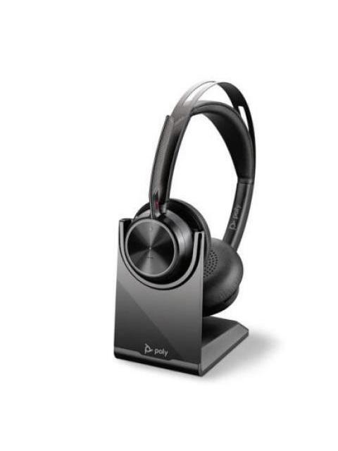 POLY AUDIFONOS CON MICROFONO VOYAGER FOCUS 2 UC CON BASE BLUETOOTH INALAMBRICO USB A NEGRO