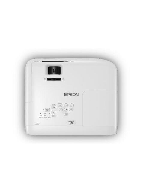 PROYECTOR PORTATIL EPSON POWERLITE E20 XGA (1024X768) 3400 LUMENES CON BOCINAS BLANCO