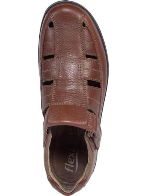 SANDALIA CASUAL DE PIEL CAFE FLEXI
