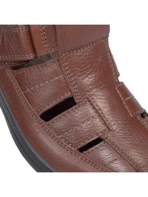 SANDALIA CASUAL DE PIEL CAFE FLEXI