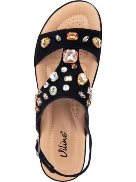 SANDALIA CONFORT CON BRILLOS NEGRO VI LINE