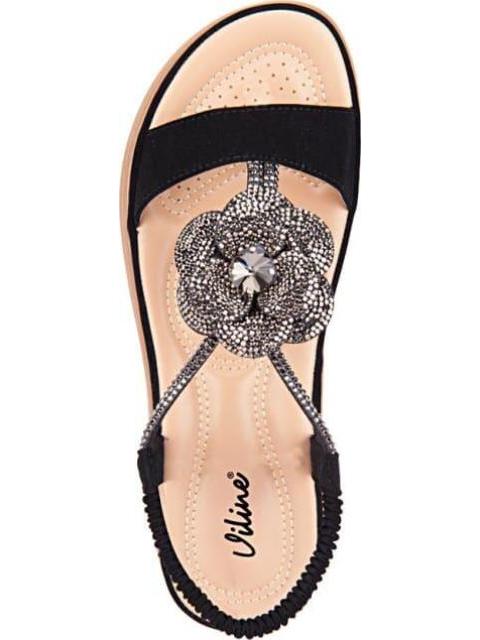 SANDALIA CONFORT CON BRILLOS NEGRO VI LINE
