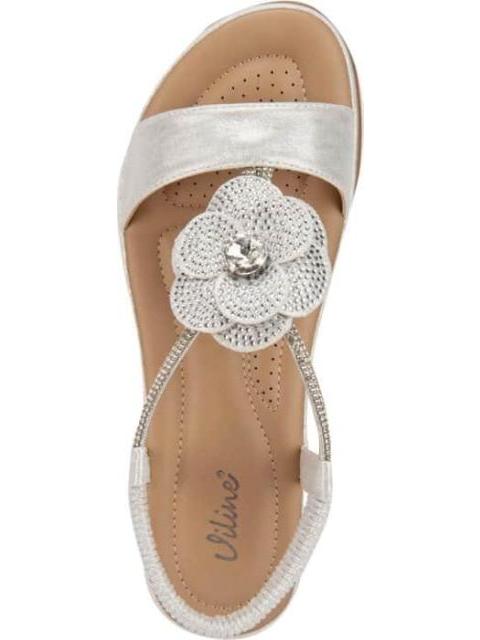 SANDALIA CONFORT CON BRILLOS PLATA VI LINE