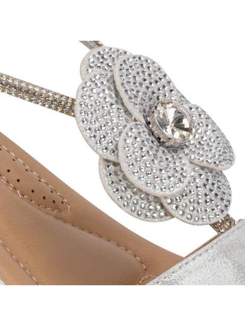 SANDALIA CONFORT CON BRILLOS PLATA VI LINE