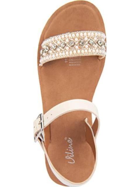 SANDALIA PLANA BRILLOS BEIGE/HUESO VI LINE