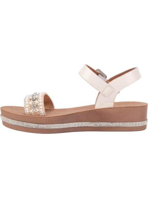 SANDALIA PLANA BRILLOS BEIGE/HUESO VI LINE