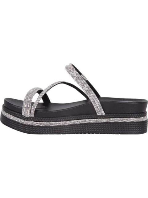 SANDALIA PLANA CON BRILLOS NEGRO VI LINE FASHION
