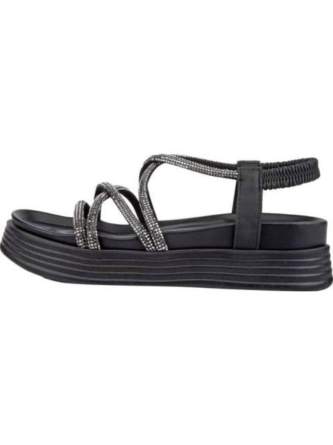 SANDALIA PLANA CON BRILLOS NEGRO VI LINE FASHION