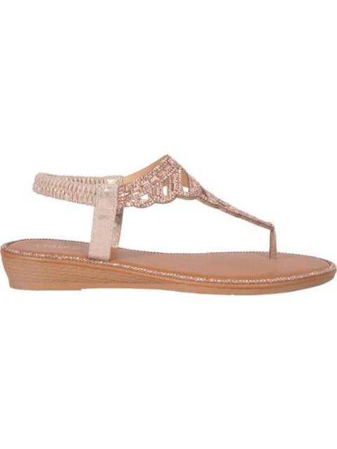 SANDALIA PLANA CON PEDRERIA ROSEGOLD VI LINE