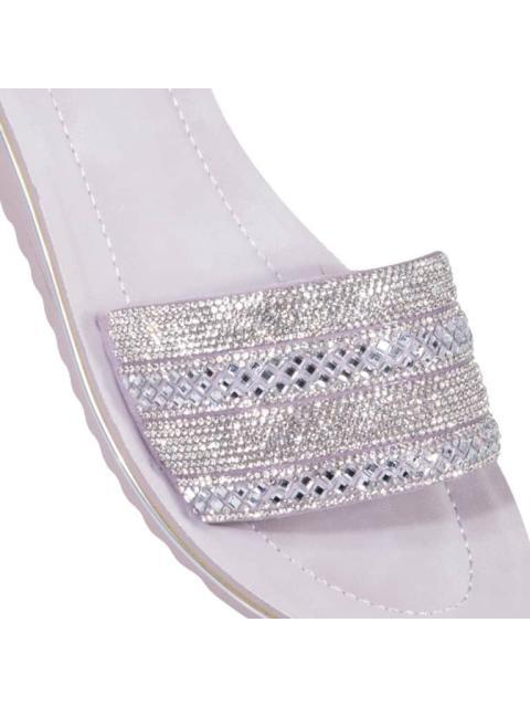 SANDALIA PLANA CON PIEDRAS LILA VI LINE FASHION