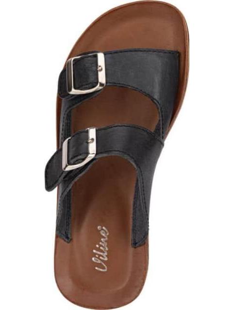 SANDALIA PLANA DE PIEL NEGRO VI LINE