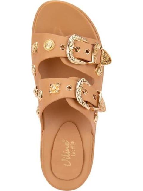 SANDALIA PLANA CAMEL VI LINE FASHION