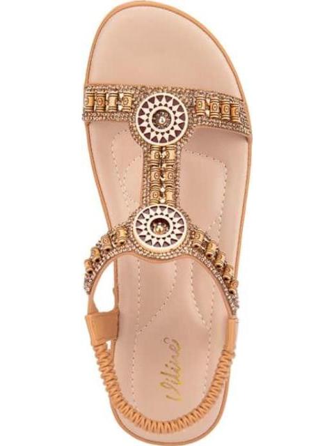 SANDALIA PLANA BRILLOS CAMEL VI LINE