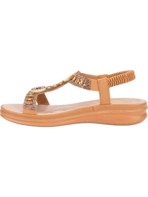SANDALIA PLANA BRILLOS CAMEL VI LINE