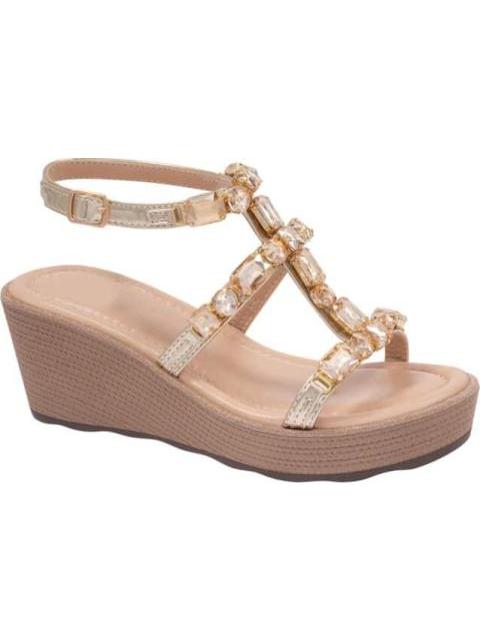 SANDALIA PLATAFORMA CON PEDRERIA ORO VI LINE FASHION
