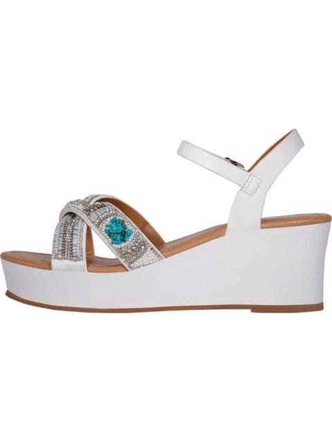 SANDALIA PLATAFORMA CON PIEDRAS BLANCO VI LINE