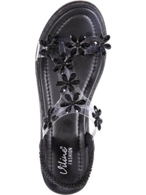 SANDALIA PLATAFORMA MEDIA CON PIEDRAS NEGRO VI LINE FASHION