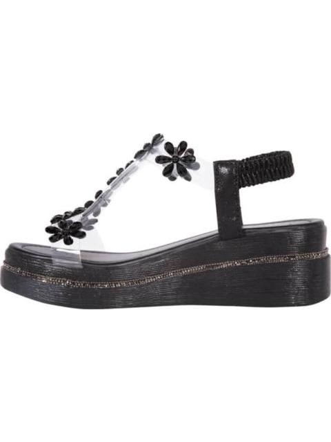 SANDALIA PLATAFORMA MEDIA CON PIEDRAS NEGRO VI LINE FASHION