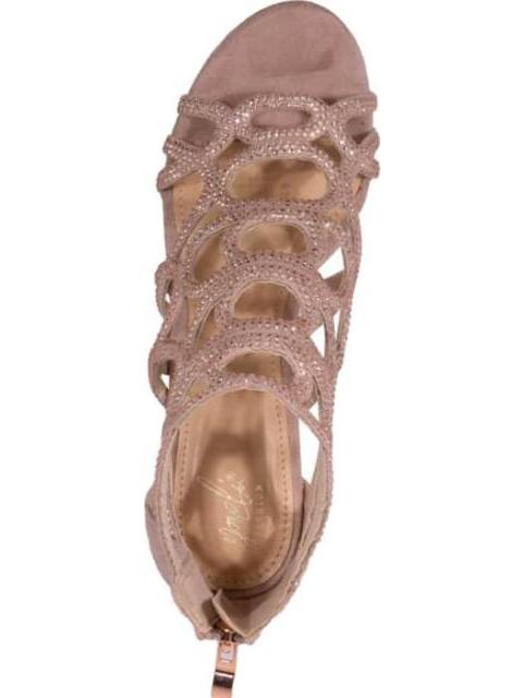 SANDALIA TACON ANCHO Y BRILLOS ROSA YAELI FASHION