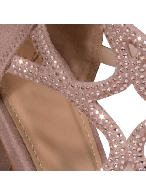 SANDALIA TACON ANCHO Y BRILLOS ROSA YAELI FASHION