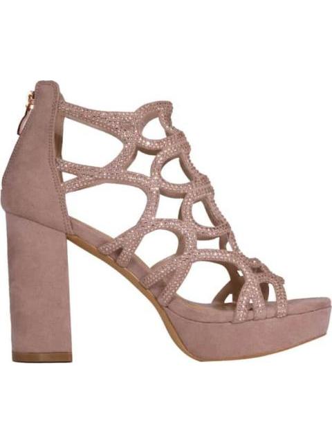 SANDALIA TACON ANCHO Y BRILLOS ROSA YAELI FASHION