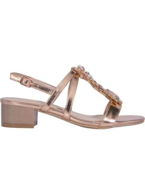 SANDALIA TACON BAJO CON PIEDRAS ROSEGOLD VI LINE FASHION