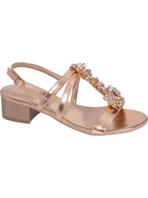 SANDALIA TACON BAJO CON PIEDRAS ROSEGOLD VI LINE FASHION