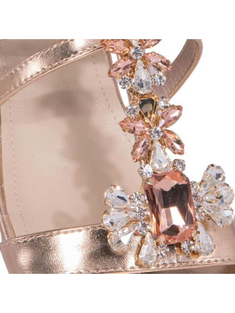 SANDALIA TACON BAJO CON PIEDRAS ROSEGOLD VI LINE FASHION