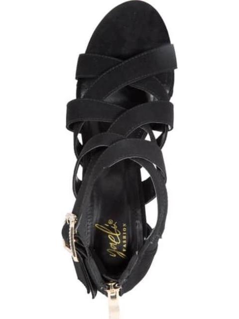 SANDALIA TACON DELGADO ABOTINADO NEGRO YAELI FASHION