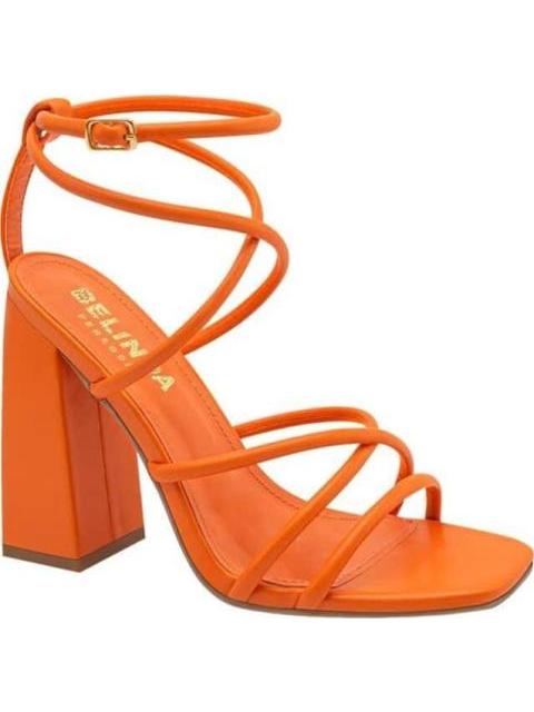 SANDALIA TACON TIRAS AMARRE MONOCOLOR NARANJA BELINDA PEREGRIN