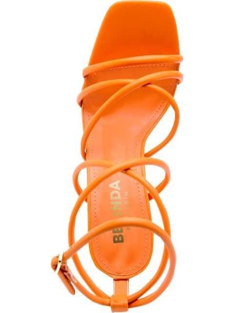 SANDALIA TACON TIRAS AMARRE MONOCOLOR NARANJA BELINDA PEREGRIN