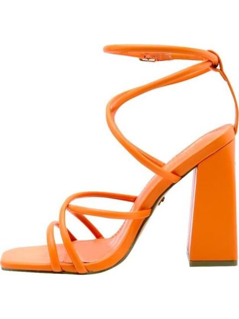 SANDALIA TACON TIRAS AMARRE MONOCOLOR NARANJA BELINDA PEREGRIN
