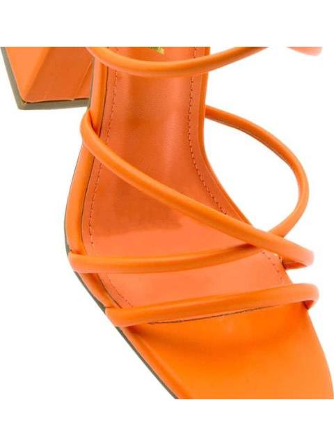 SANDALIA TACON TIRAS AMARRE MONOCOLOR NARANJA BELINDA PEREGRIN