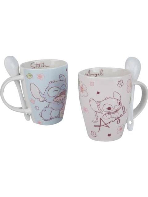 SET 2 TAZAS CON CUCHARA STITCH 310 ML MULTICOLOR DISNEY