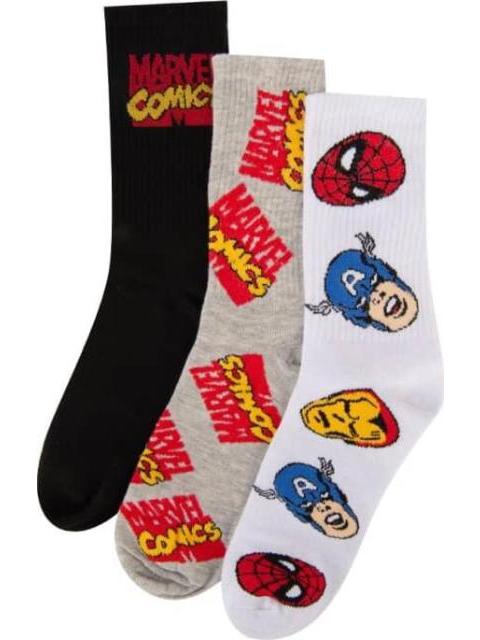 SET 3 PARES CALCETAS LARGAS LICENCIA MARVEL CABALLERO MULTICOLOR DISNEY