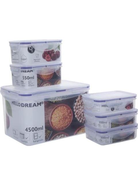 SET 6 CONTENEDORES DE ALIMENTOS MULTICOLOR HELLODREAM