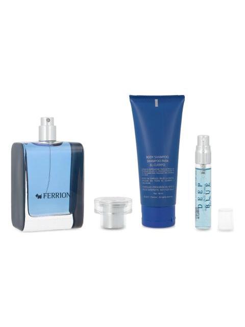 SET FERRIONI DEEP BLUE 3PZ 100ML EDT SPRAY BODY