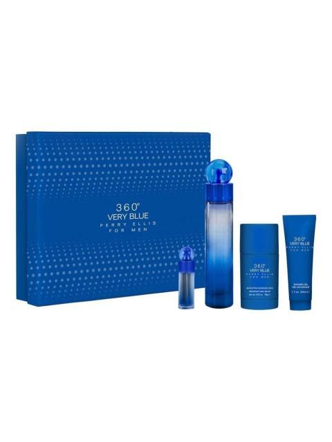 SET PERFUME CABALLERO PERRY ELLIS 360° VERY BLUE 4 PIEZAS