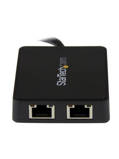 STARTECH  ADAPTADOR 2X USB 3.0 MACHO - 2X RJ-45 HEMBRA 20CM NEGRO