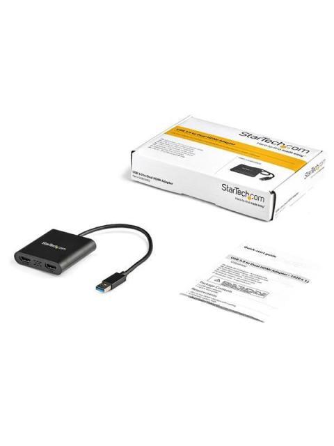STARTECH  ADAPTADOR DE VIDEO EXTERNO USB 3.0 A 2 PUERTOS HDMI 4K PARA 2 PANTALLAS