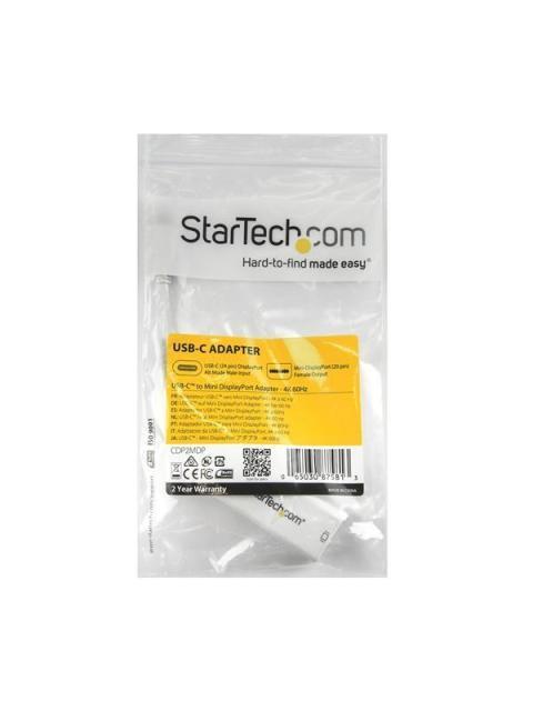 STARTECH  ADAPTADOR DE VIDEO USBC MACHO - MINI DISPLAYPORT HEMBRA BLANCO 4K