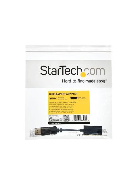 STARTECH  ADAPTADOR DISPLAYPORT 1.4 MACHO - HDMI HEMBRA 4K 60HZ 21CM NEGRO