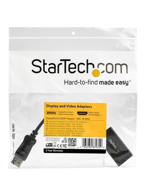 STARTECH  ADAPTADOR DISPLAYPORT 1.4 MACHO - HDMI HEMBRA 4K 60HZ NEGRO