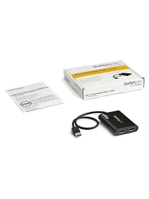 STARTECH  ADAPTADOR USB 3.0 MACHO - 2X DISPLAYPORT HEMBRA NEGRO