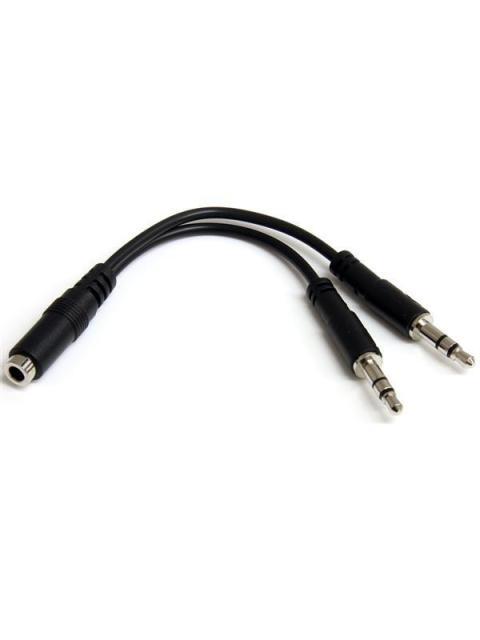 STARTECH  CABLE 35MM HEMBRA - 2X DE 35MM MACHO 13CM NEGRO