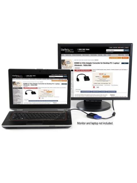 STARTECH  CABLE ADAPTADOR CONVERTIDOR DE VIDEO HDMI MACHO - VGA HEMBRA 1920 X 1200 PIXELES NEGRO