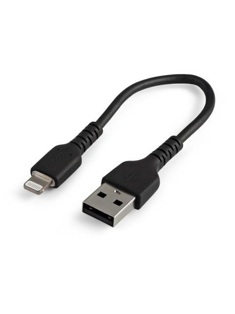 STARTECH  CABLE DE CARGA CERTIFICADO MFI LIGHTNING MACHO - USB A 2.0 MACHO 15CM NEGRO PARA PARA IPOD-IPHONE-IPAD