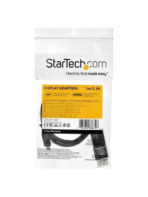 STARTECH  CABLE DISPLAYPORT 1.2 MACHO - USB C MACHO 8K 30HZ 1 METRO NEGRO
