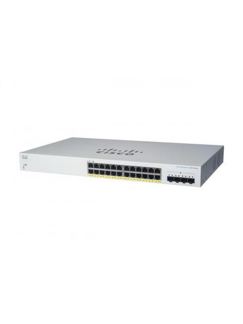 SWITCH CISCO GIGABIT ETHERNET CBS220 24 PUERTOS POE 10-100-1000 + 4 PUERTOS SFP 56GBIT-S 8.000 ENTRADAS - ADMINISTRABLE