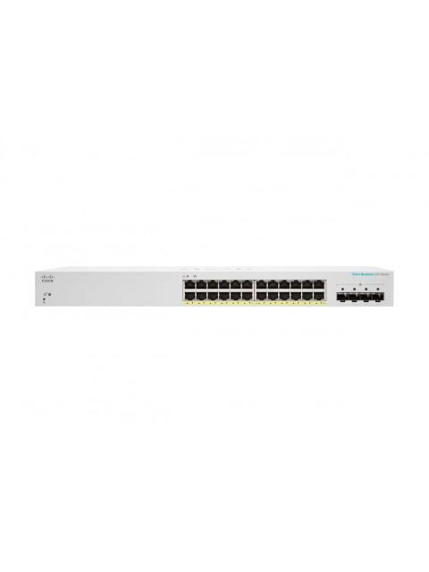 SWITCH CISCO GIGABIT ETHERNET CBS220 24 PUERTOS POE 10-100-1000 + 4 PUERTOS SFP 56GBIT-S 8.000 ENTRADAS - ADMINISTRABLE